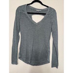 BKE Womens Gray Long‎ Sleeve V Neck Cutout Back T Shirt Top Size S